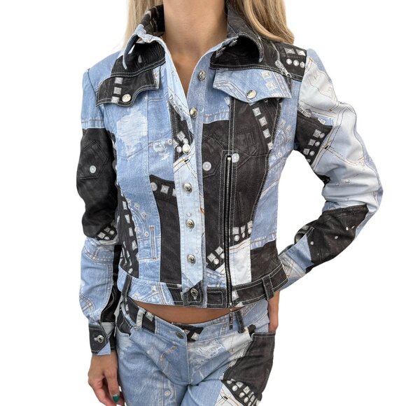 Dior Jackets & Blazers - Christian Dior Vintage Jacket Pants Set #38 #36 Denim Blue Black Cotton [102579]